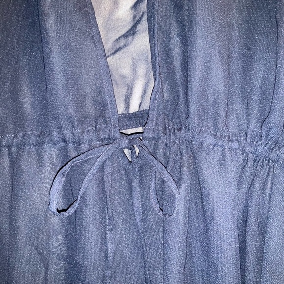 Club Collection 2X Plus Size Navy Tunic Swim Coverup with Pompom Trim - Picture 9 of 9